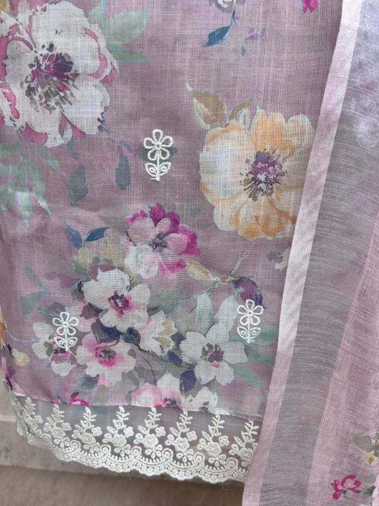 Petal Mist -Jamdani Linen