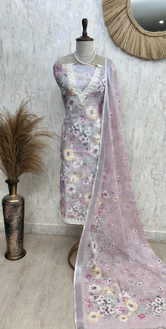 Petal Mist -Jamdani Linen